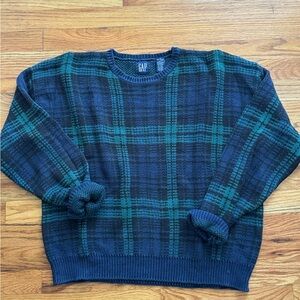 GAP vintage Blue and Green Plaid Sweater